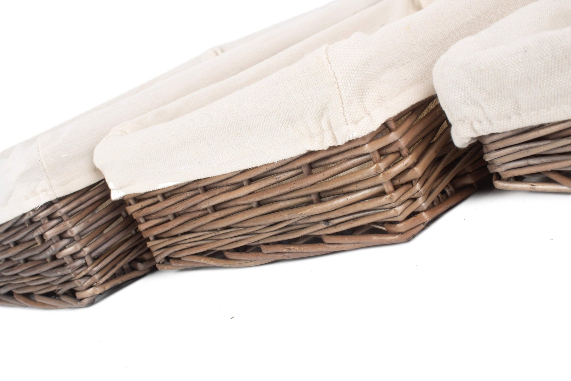 Lined Antique Wash Rectangular Straight Sided Tray Basket Set 3 - REGN