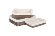 Lined Antique Wash Rectangular Straight Sided Tray Basket Set 3 - REGN