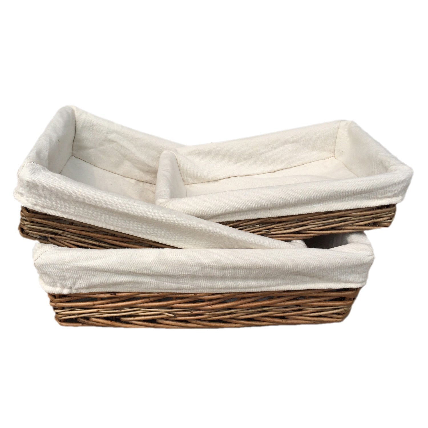 Lined Antique Wash Rectangular Straight Sided Tray Basket Set 3 - REGN