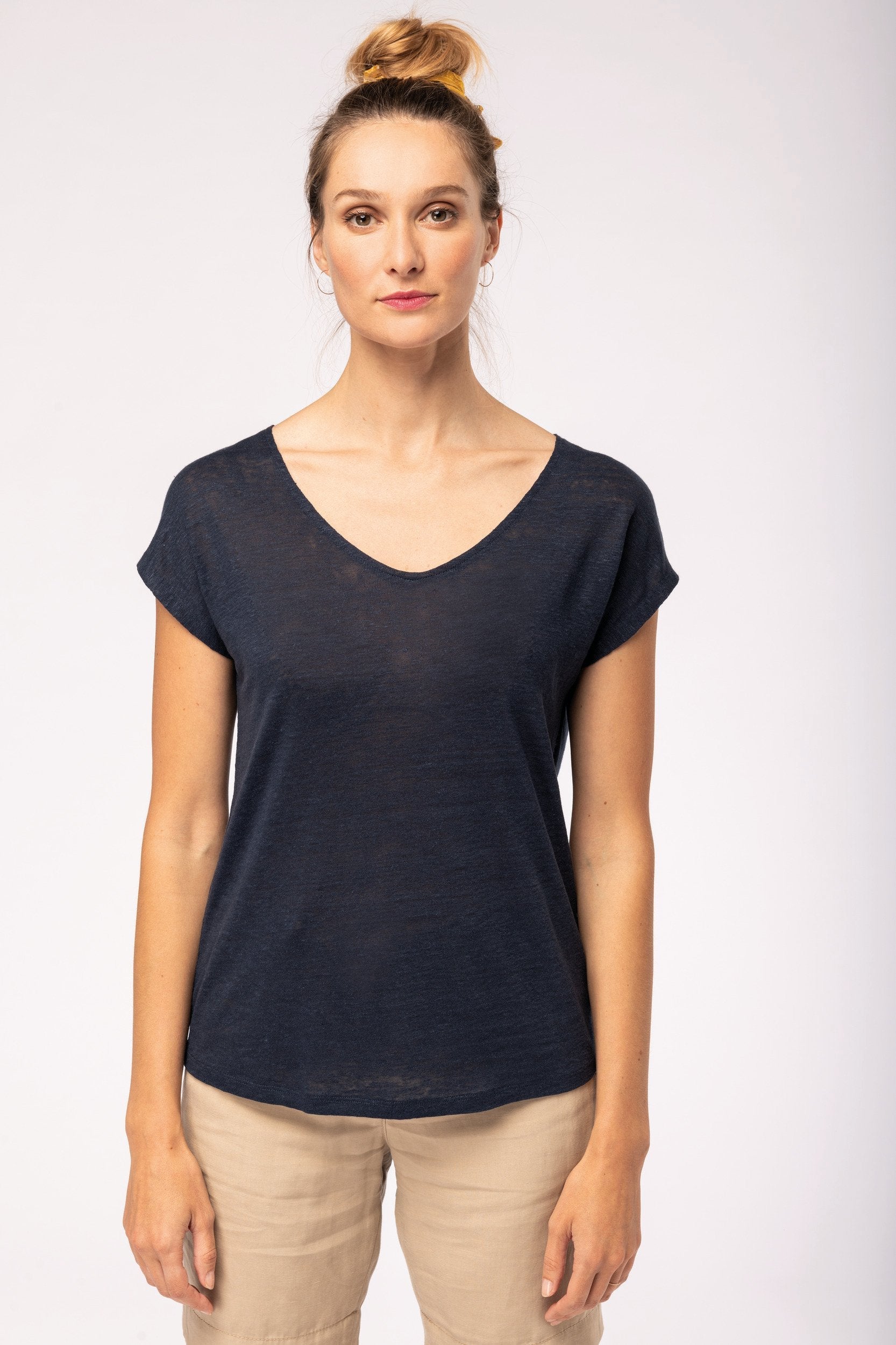 Linen V Neck T-Shirt: Womens - REGN