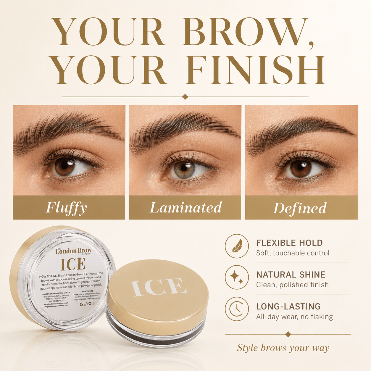 London Brow ICE – Waterless Brow Styling Wax for Fluffy, Laminated & Defined Brows - REGN