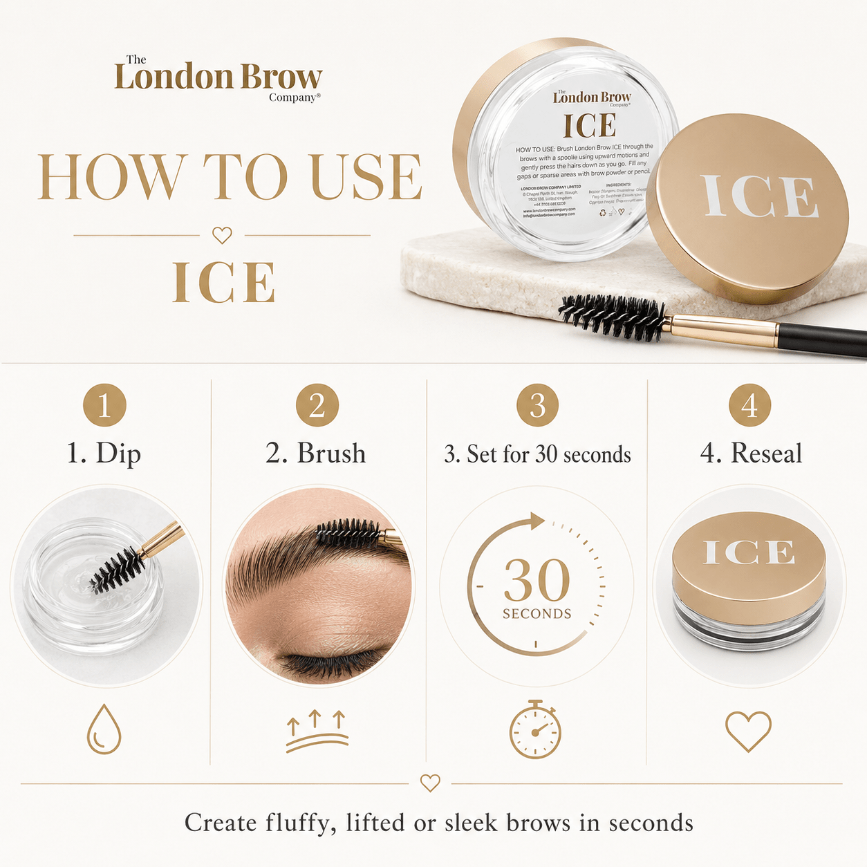 London Brow ICE – Waterless Brow Styling Wax for Fluffy, Laminated & Defined Brows - REGN