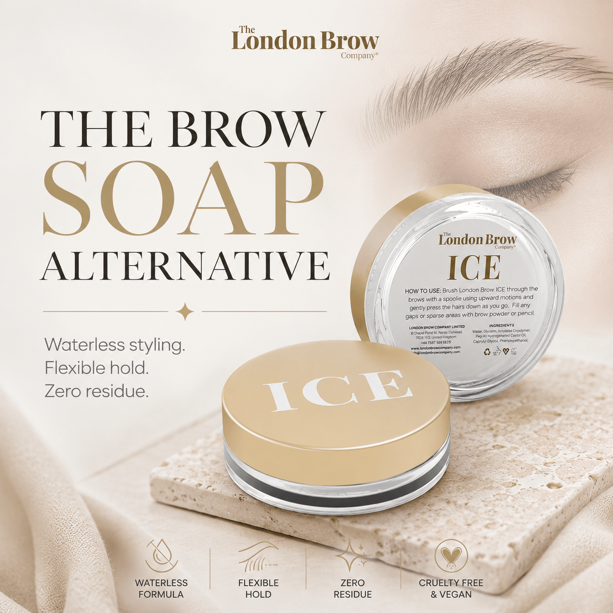 London Brow ICE – Waterless Brow Styling Wax for Fluffy, Laminated & Defined Brows - REGN