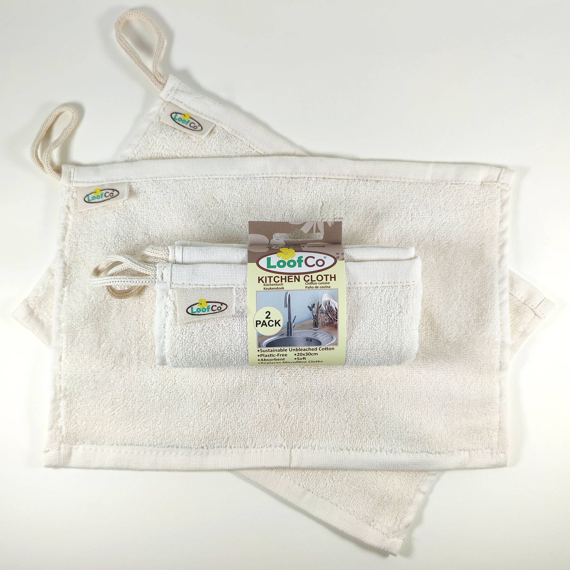 LoofCo Kitchen Cloths 2 - Pack – Sustainable Egyptian Cotton Cleaning Cloths - REGN
