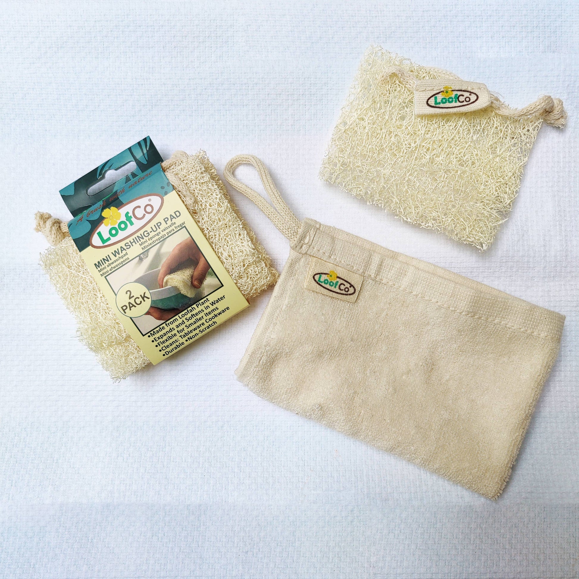 LoofCo Mini Washing - Up Pads 2 - Pack – Natural Loofah Dish Sponges - REGN