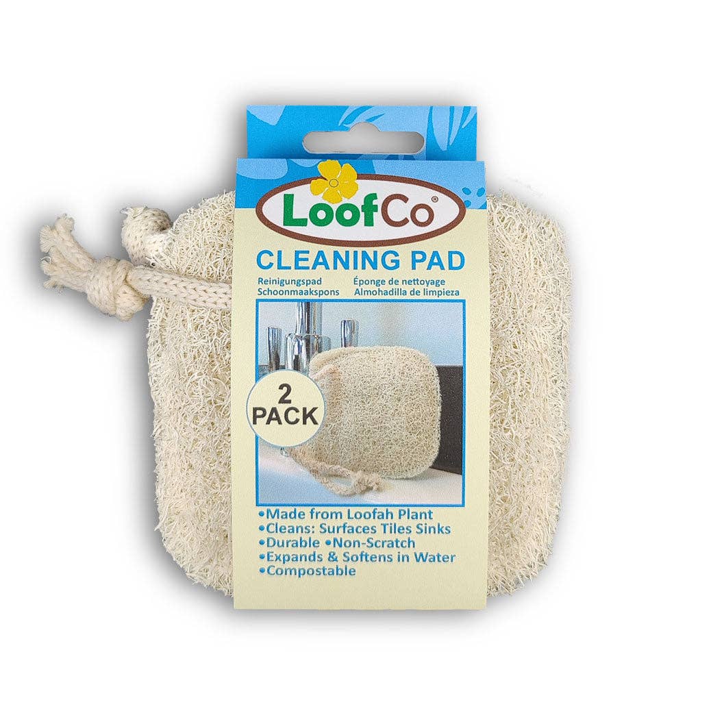 LoofCo Natural Cleaning Pads 2 - Pack – Eco - Friendly Loofah Scrubbers - REGN
