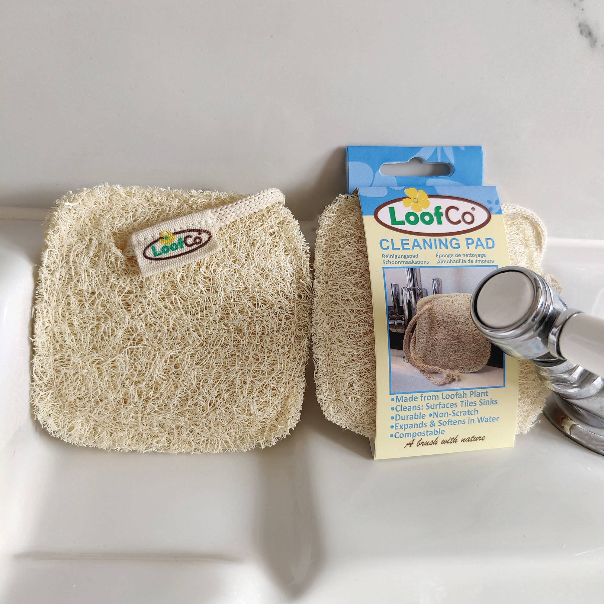 LoofCo Natural Cleaning Pads 2 - Pack – Eco - Friendly Loofah Scrubbers - REGN