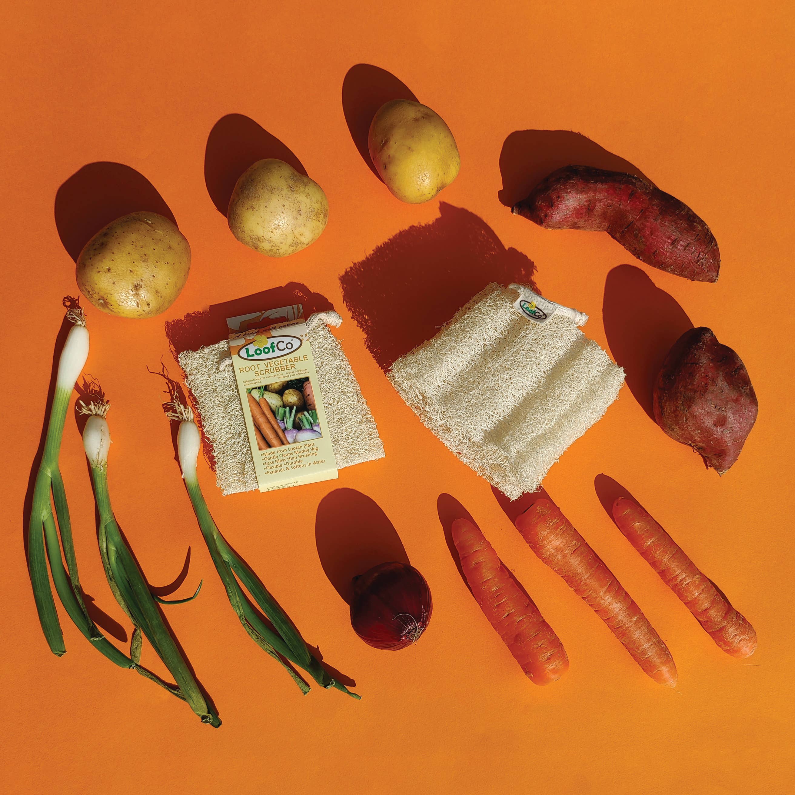 LoofCo Root Vegetable Scrubber – Natural Loofah Veggie Cleaner with Cotton Loop - REGN