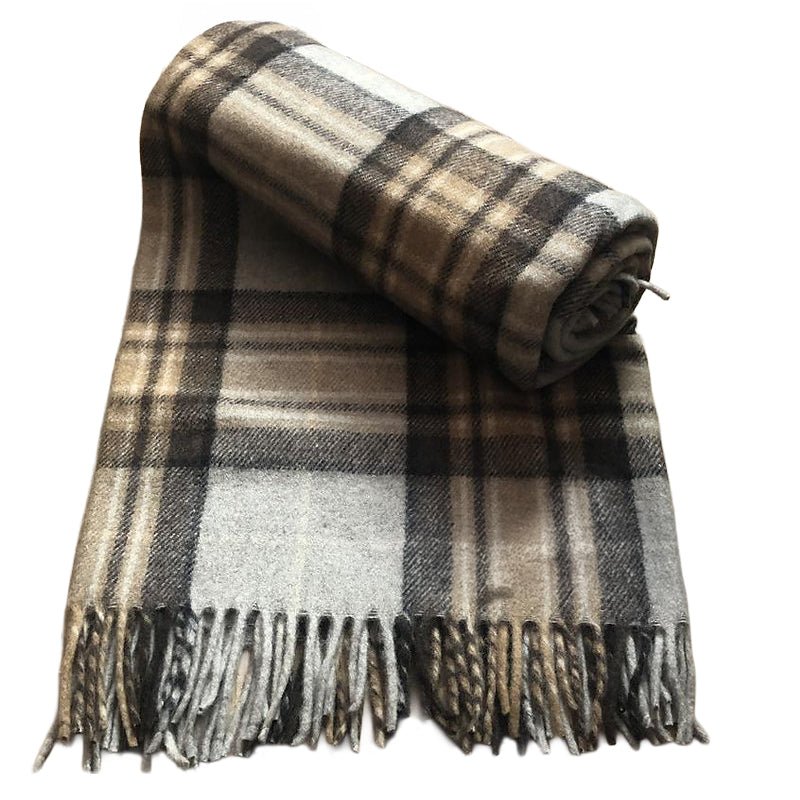 Mackeller Tartan Recycled Wool Blanket in Soft Tartan Check - REGN