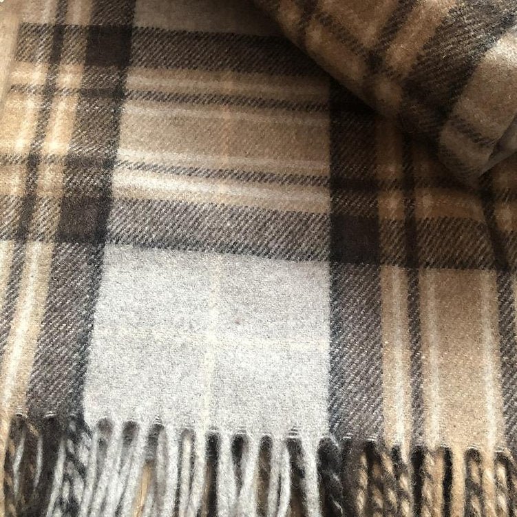 Mackeller Tartan Recycled Wool Blanket in Soft Tartan Check - REGN