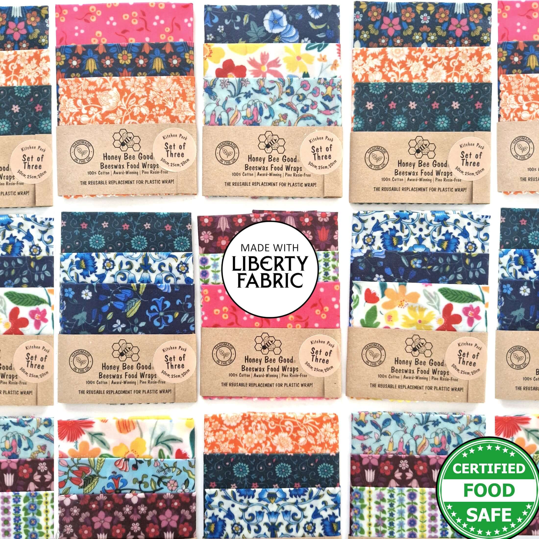 *Made with Liberty Fabric Set of 3 Handmade Beeswax Wraps - REGN