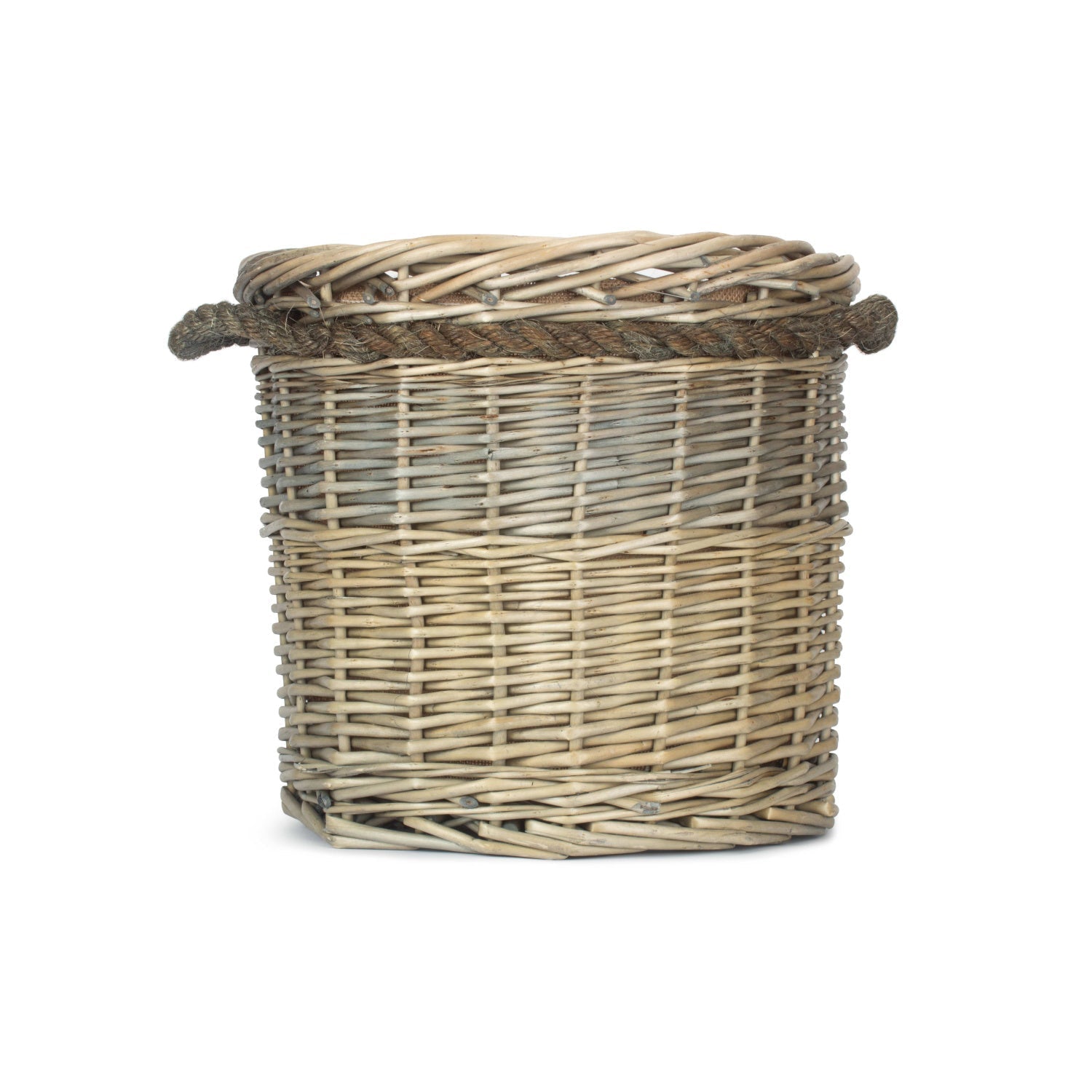 Medium Antique Wash Round Rope Handled Log Basket - REGN