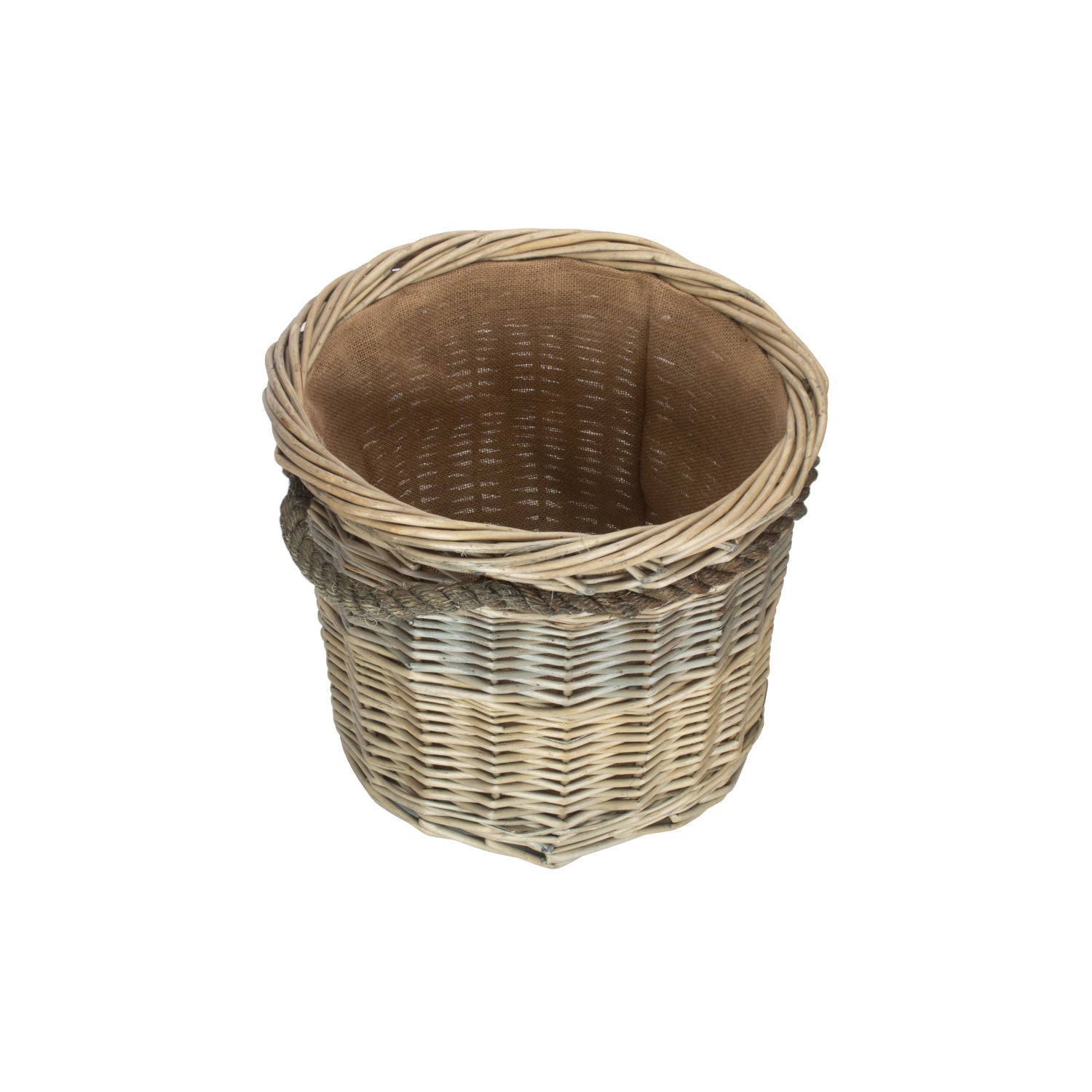 Medium Antique Wash Round Rope Handled Log Basket - REGN