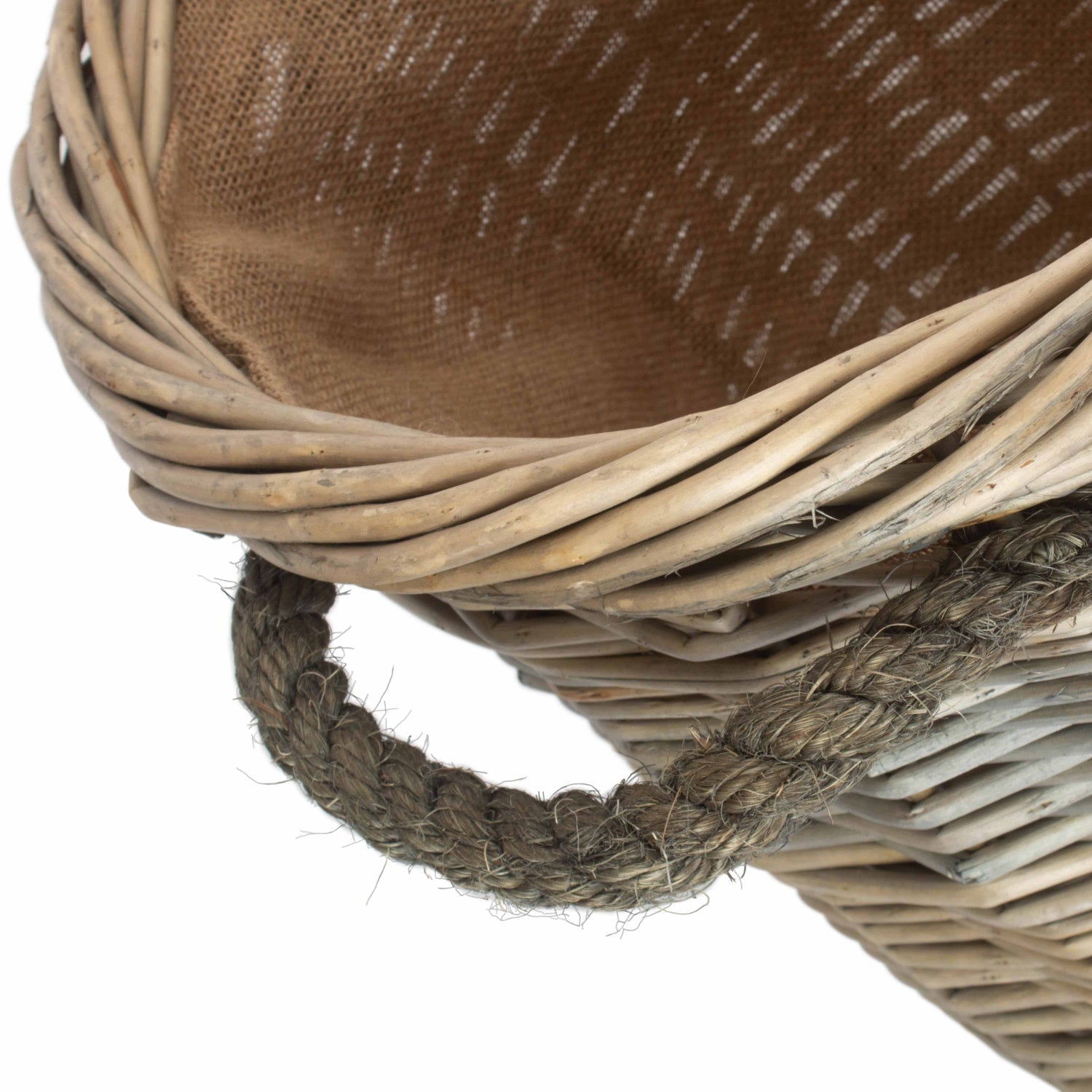 Medium Antique Wash Round Rope Handled Log Basket - REGN