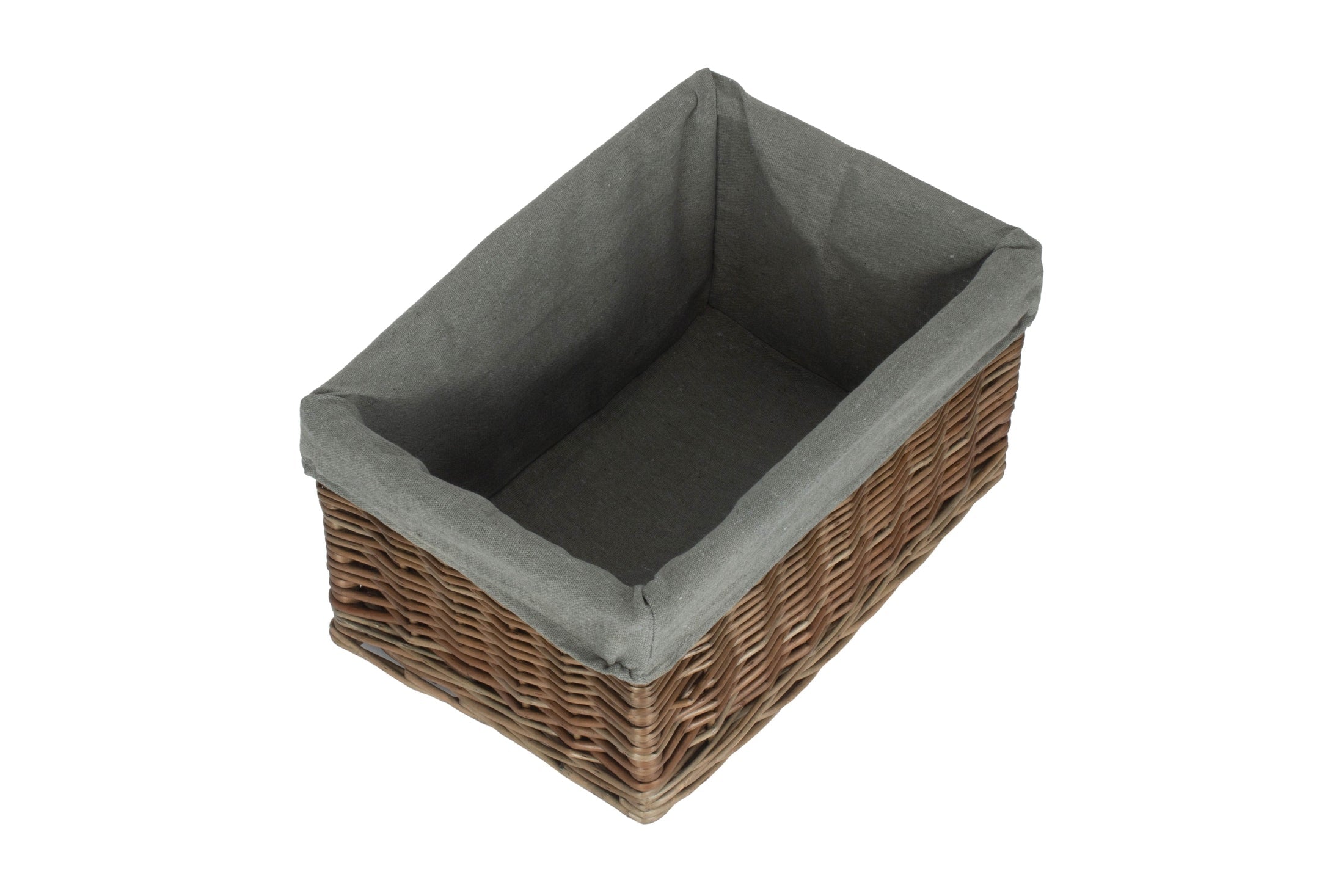 Medium Antique Wash Willow Storage Basket with Grey Sage Lining - REGN
