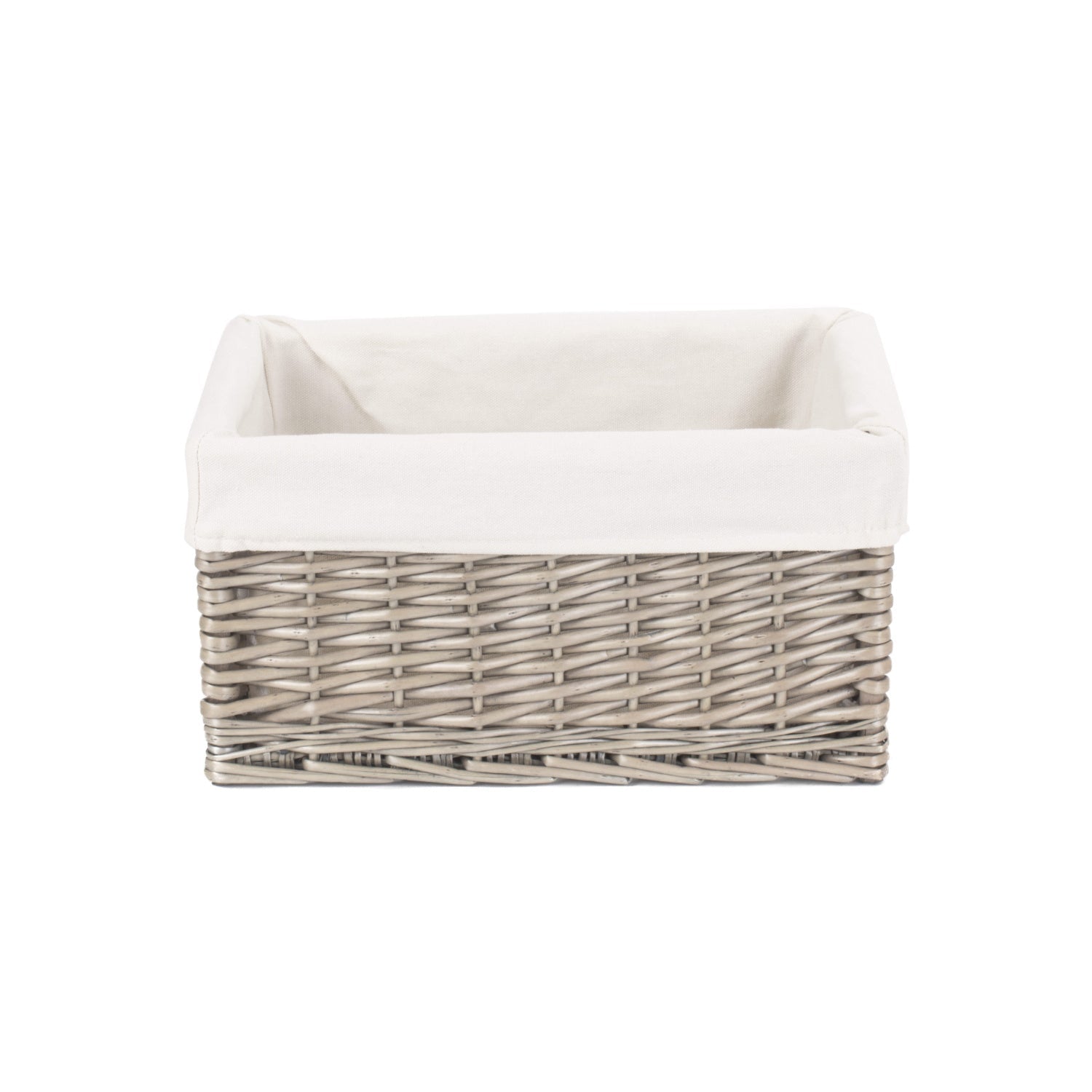 Medium Antique Wash Willow Storage Basket with White Lining - REGN