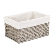 Medium Antique Wash Willow Storage Basket with White Lining - REGN