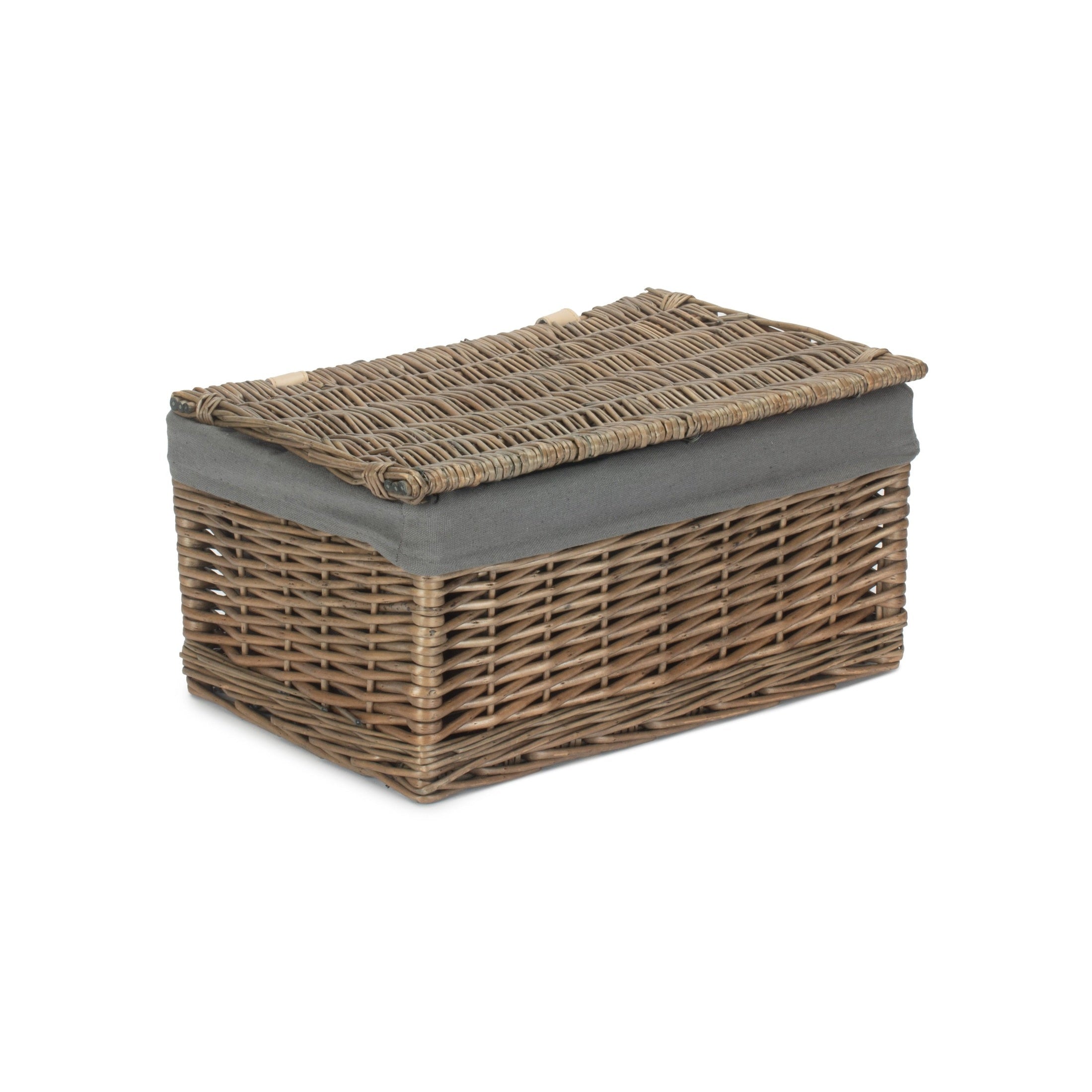 Medium Antique Wash Willow Storage Hamper with Grey Sage Lining - REGN