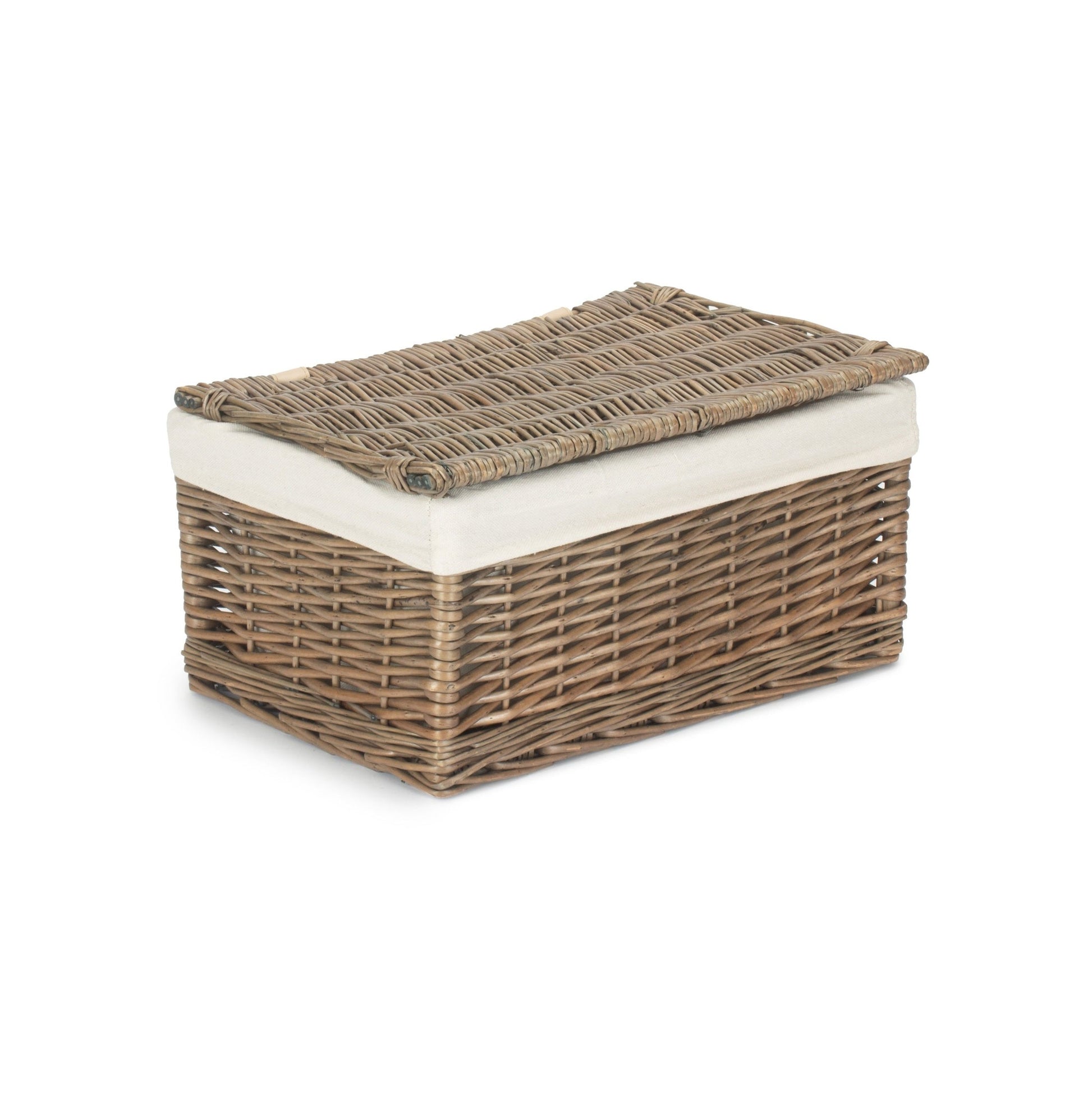 Medium Antique Wash Willow Storage Hamper with White Lining - REGN
