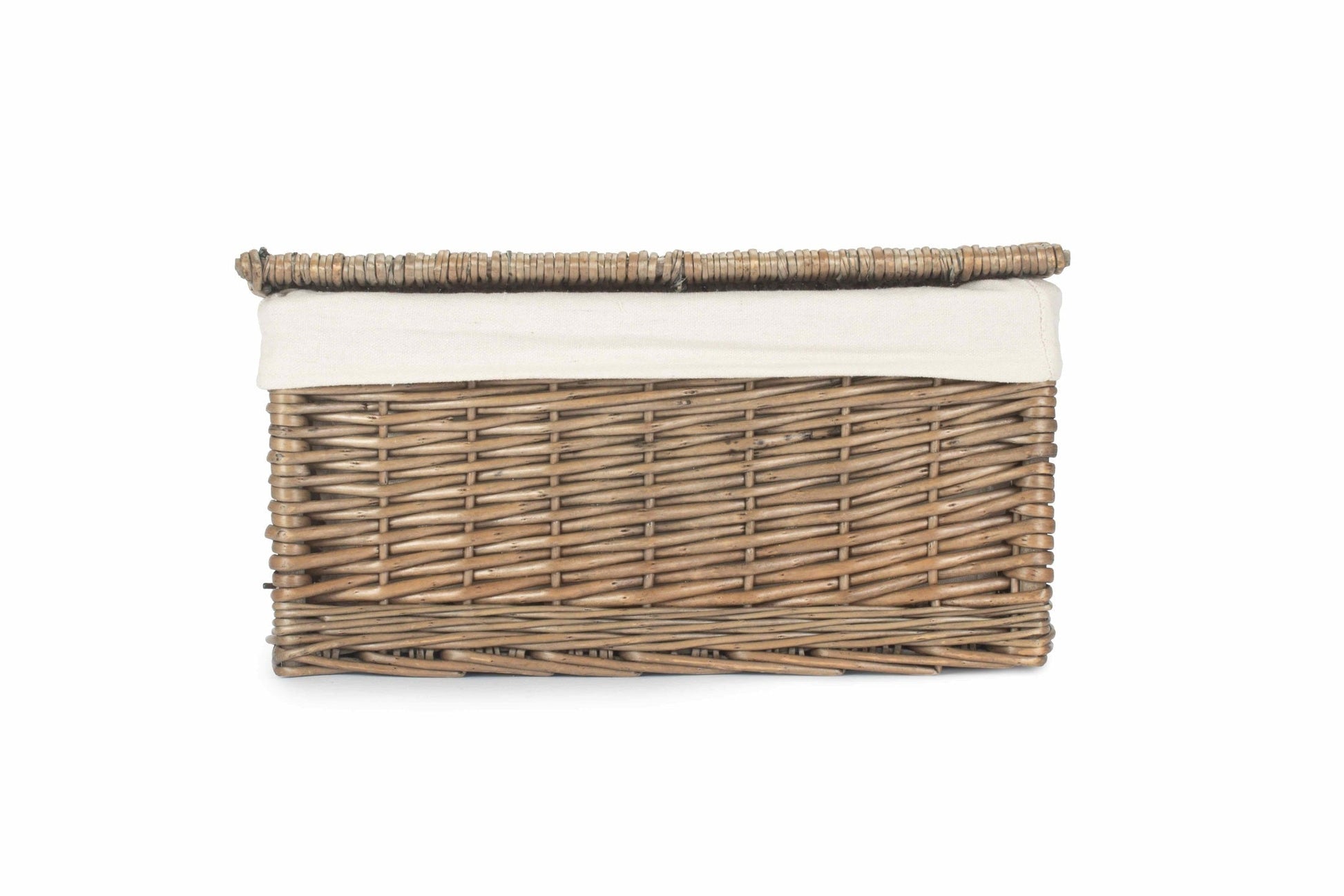 Medium Antique Wash Willow Storage Hamper with White Lining - REGN