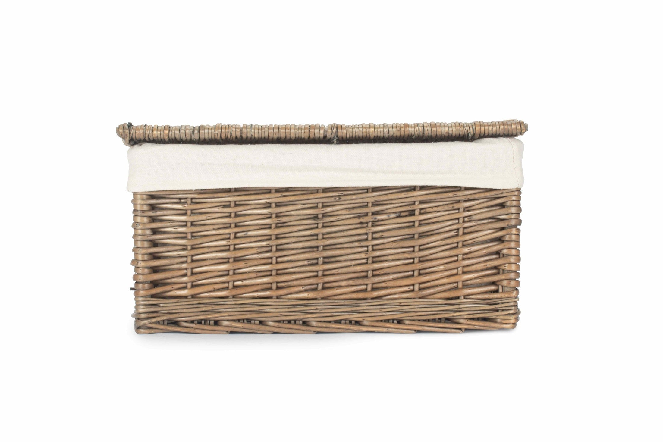 Medium Antique Wash Willow Storage Hamper with White Lining - REGN