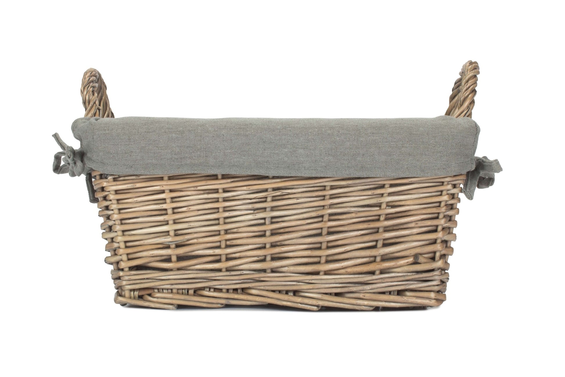 Medium Antique Wash Willow Tapered Storage Basket with Grey Sage Lining - REGN