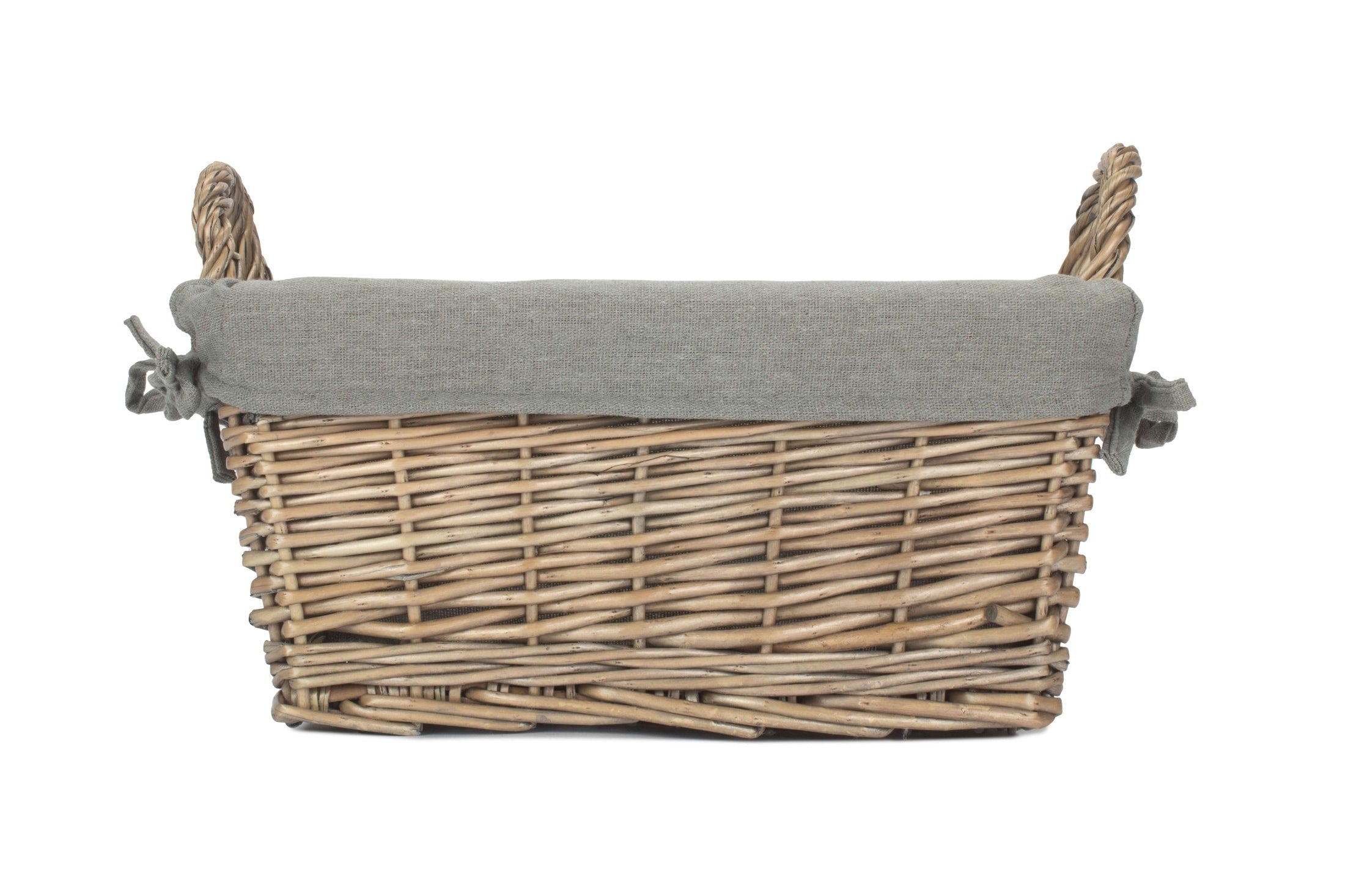 Medium Antique Wash Willow Tapered Storage Basket with Grey Sage Lining - REGN
