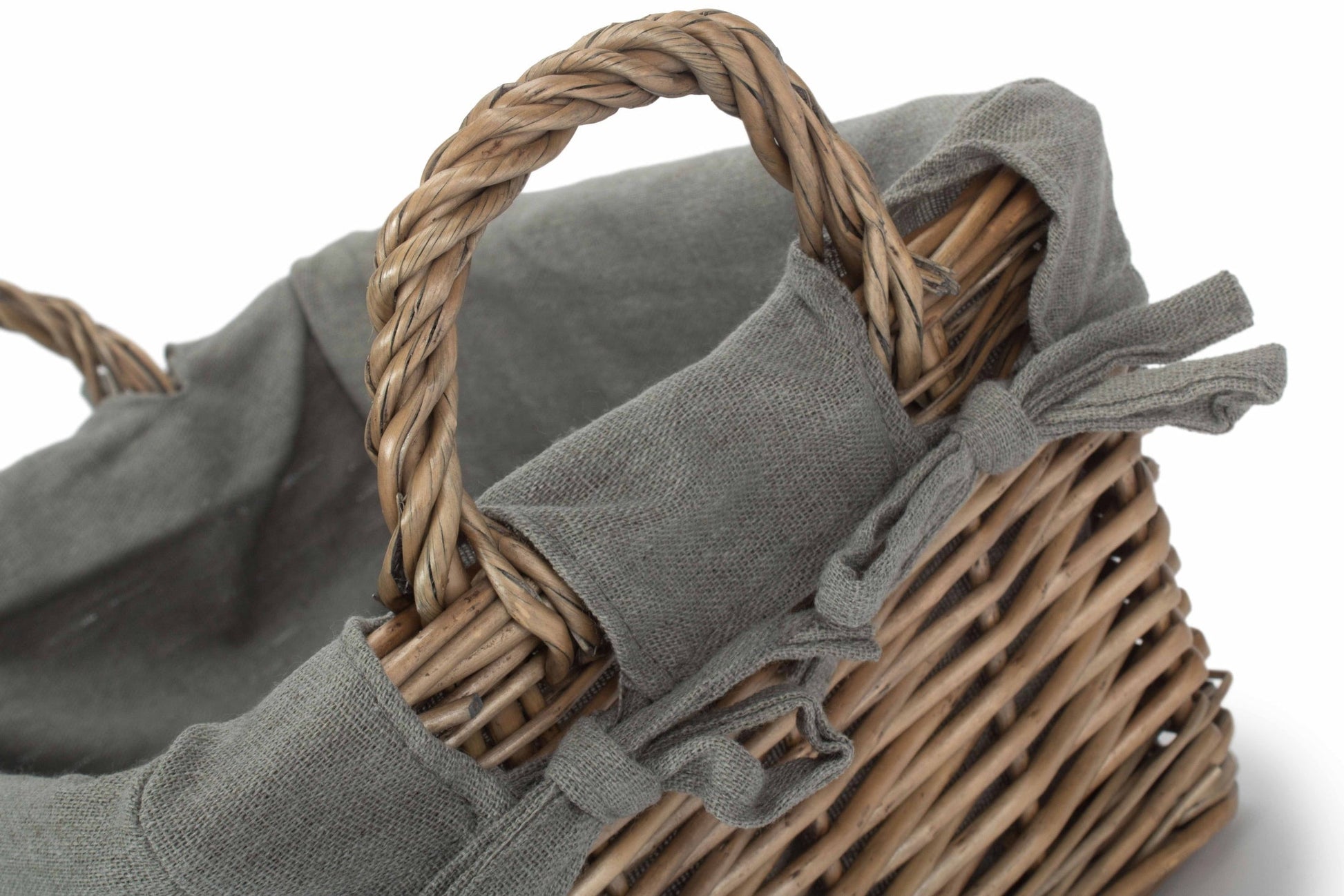 Medium Antique Wash Willow Tapered Storage Basket with Grey Sage Lining - REGN