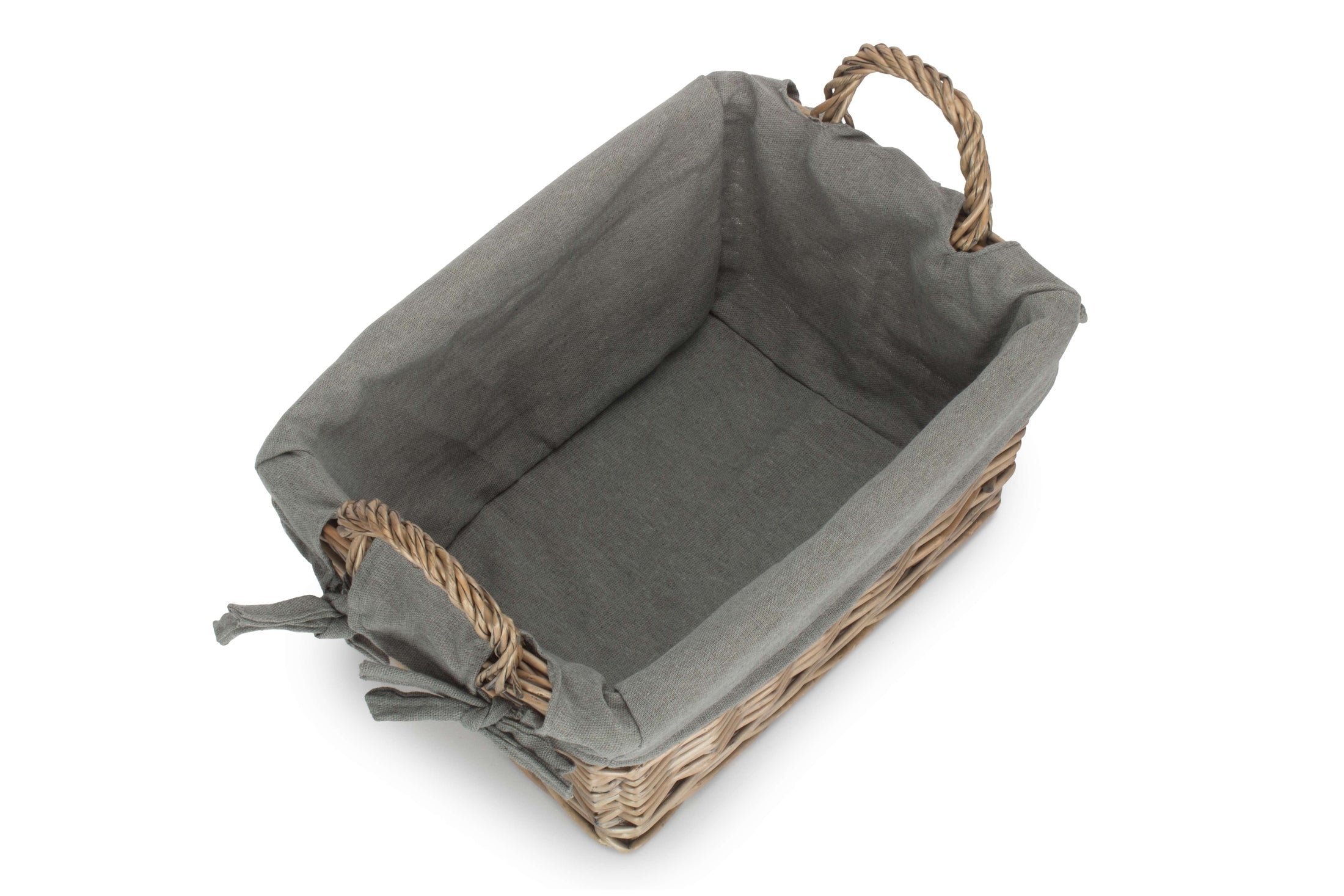 Medium Antique Wash Willow Tapered Storage Basket with Grey Sage Lining - REGN