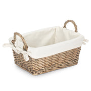 Medium Antique Wash Willow Tapered Storage Basket with White Lining - REGN