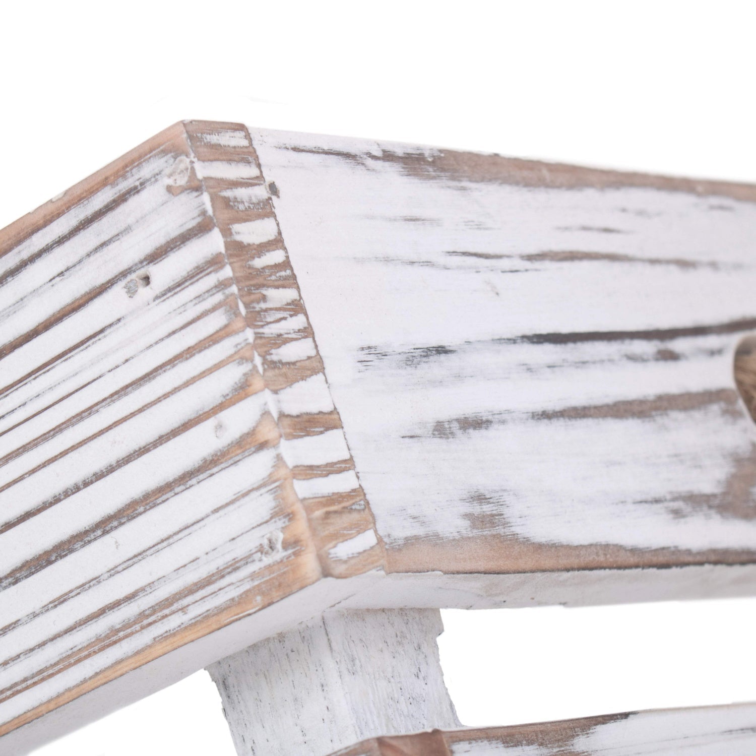 Medium Distressed White Wash Rope Handled Crate - REGN