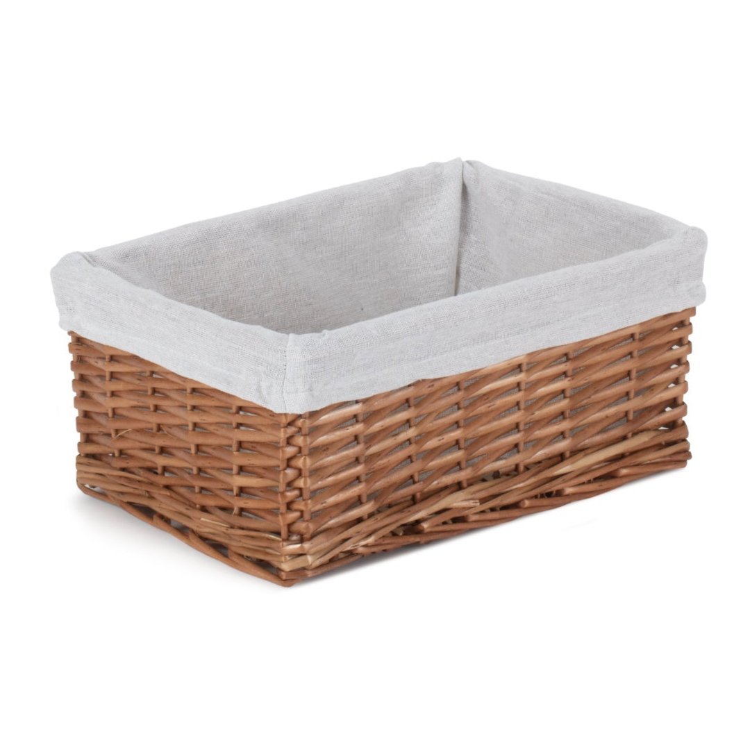 Medium Double Steamed Wicker Storage Basket with White Lining - REGN
