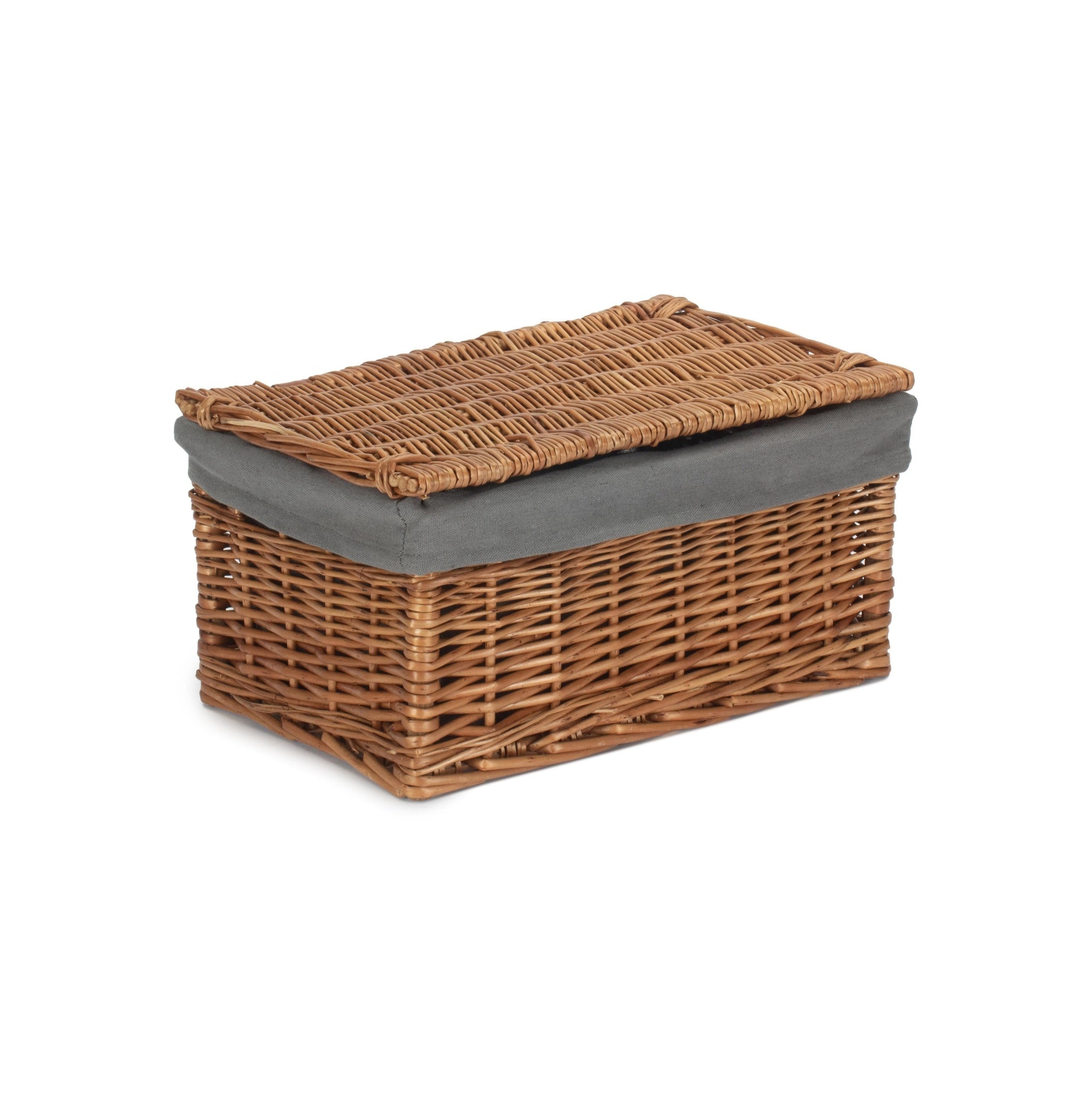 Medium Double Steamed Willow Storage Hamper with Grey Sage Lining - REGN