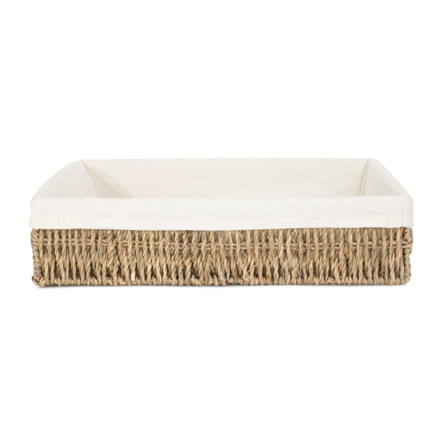 Medium Lined Rectangular Seagrass Tray Basket - REGN