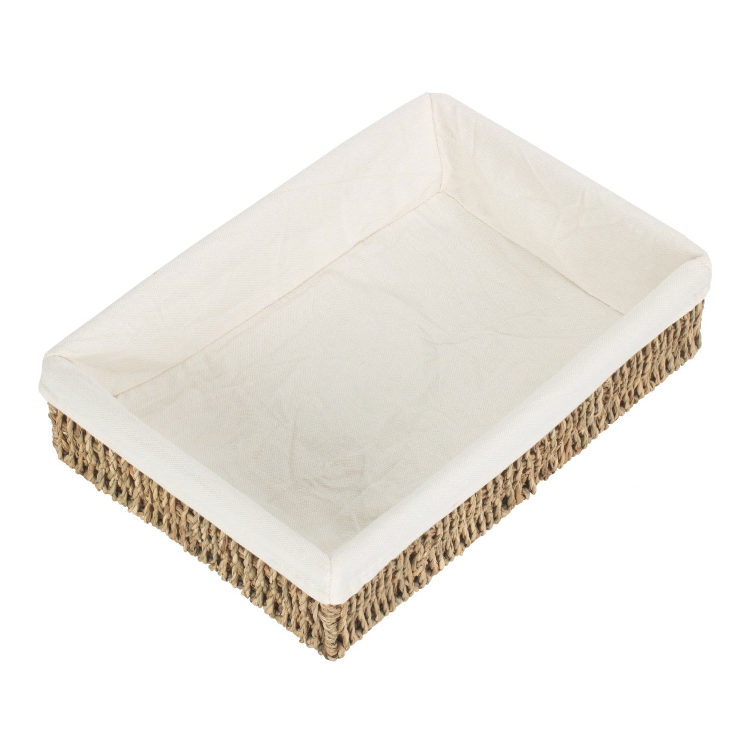 Medium Lined Rectangular Seagrass Tray Basket - REGN