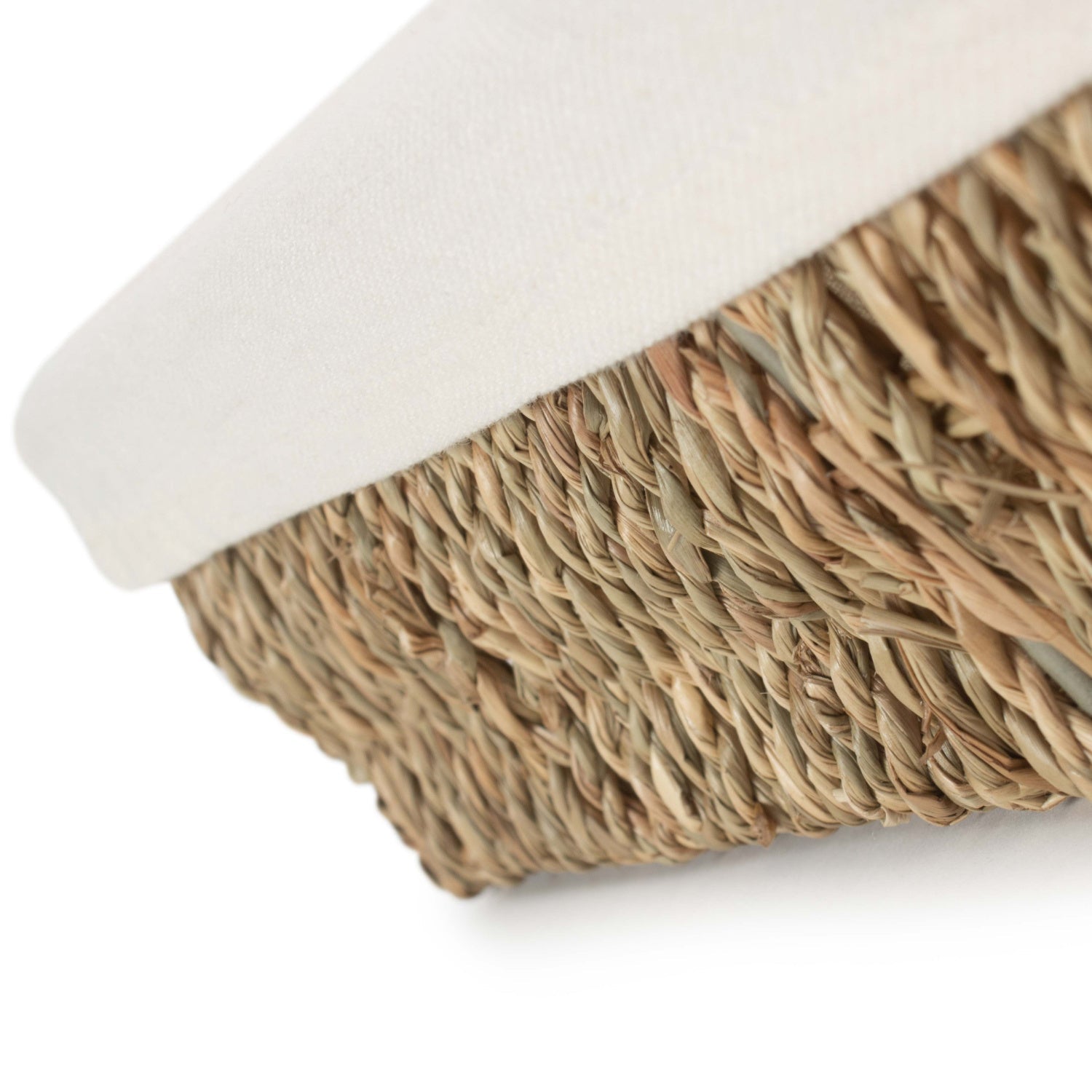 Medium Lined Rectangular Seagrass Tray Basket - REGN