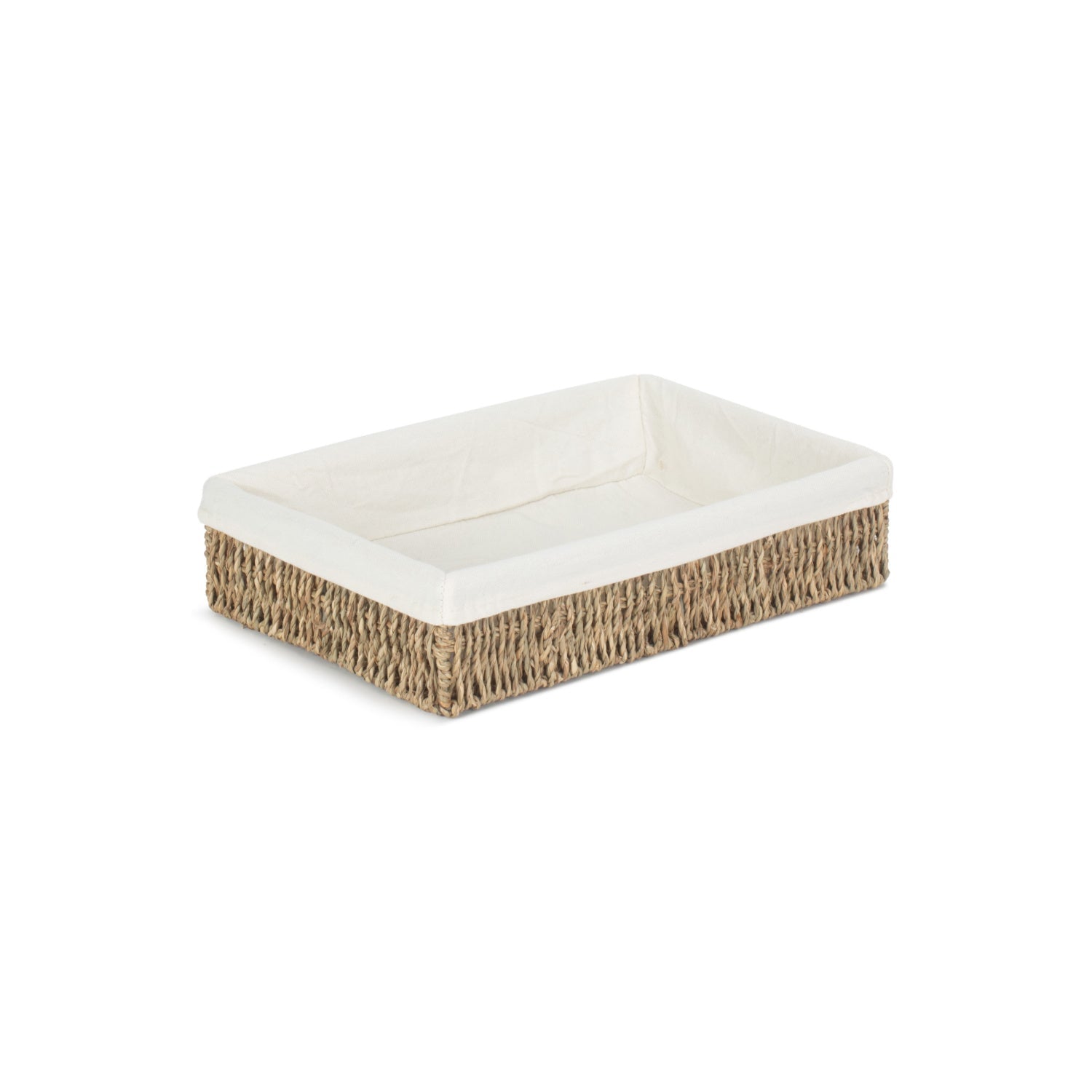 Medium Lined Rectangular Seagrass Tray Basket - REGN