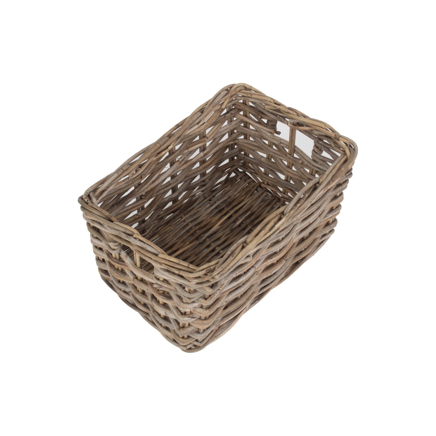 Medium Rectangular Grey Rattan Storage Basket - REGN