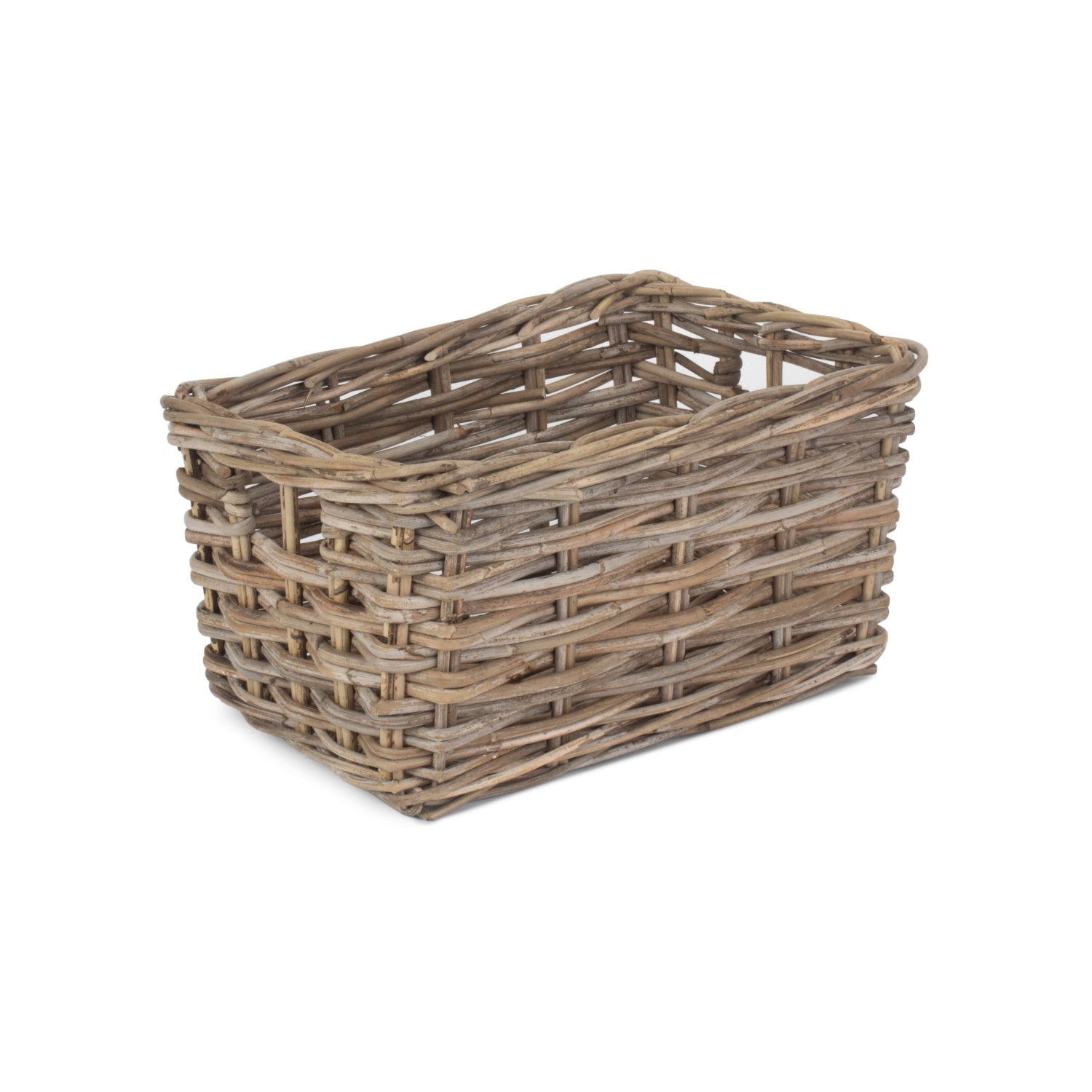 Medium Rectangular Grey Rattan Storage Basket - REGN
