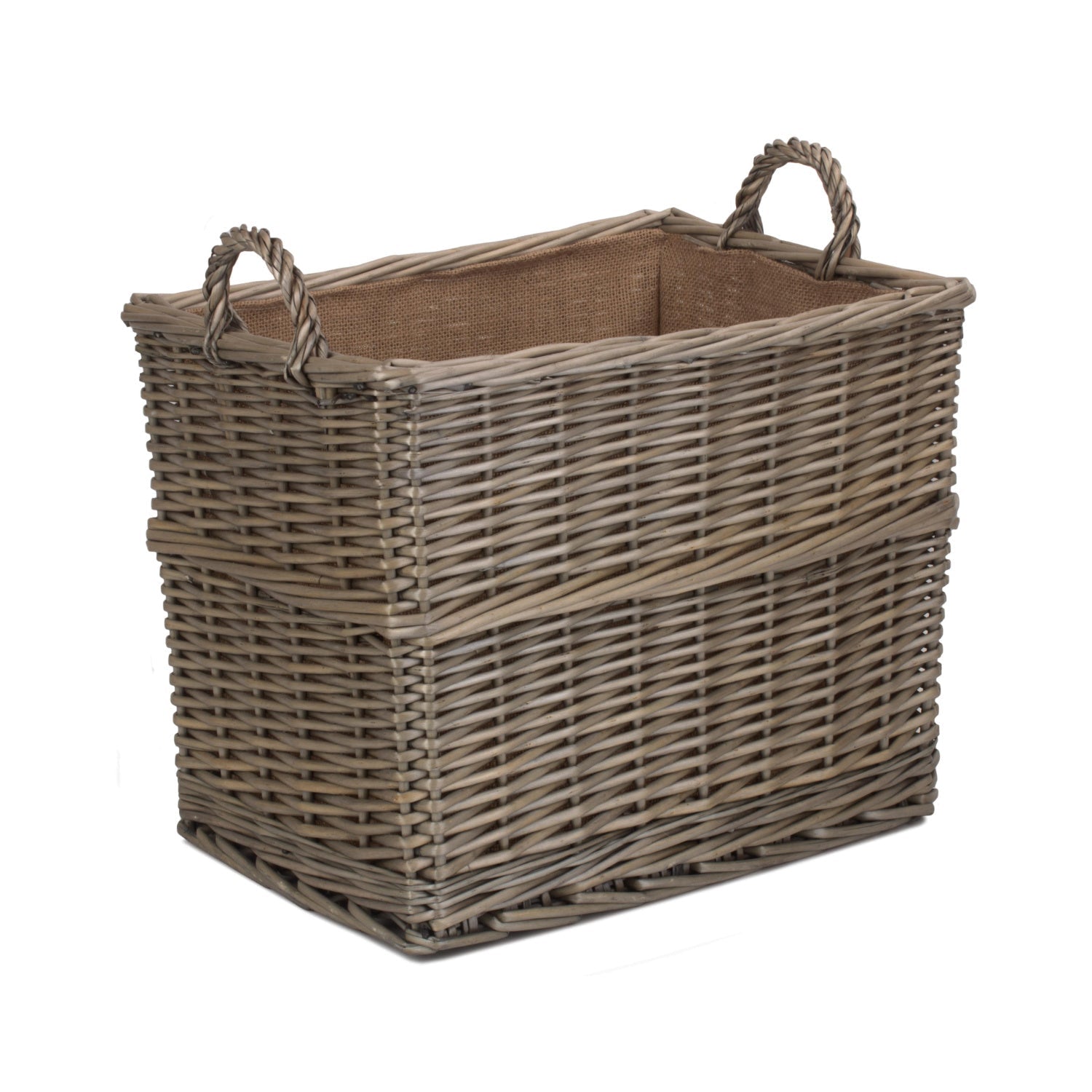 Medium Rectangular Lined Wicker Log Storage Basket - REGN