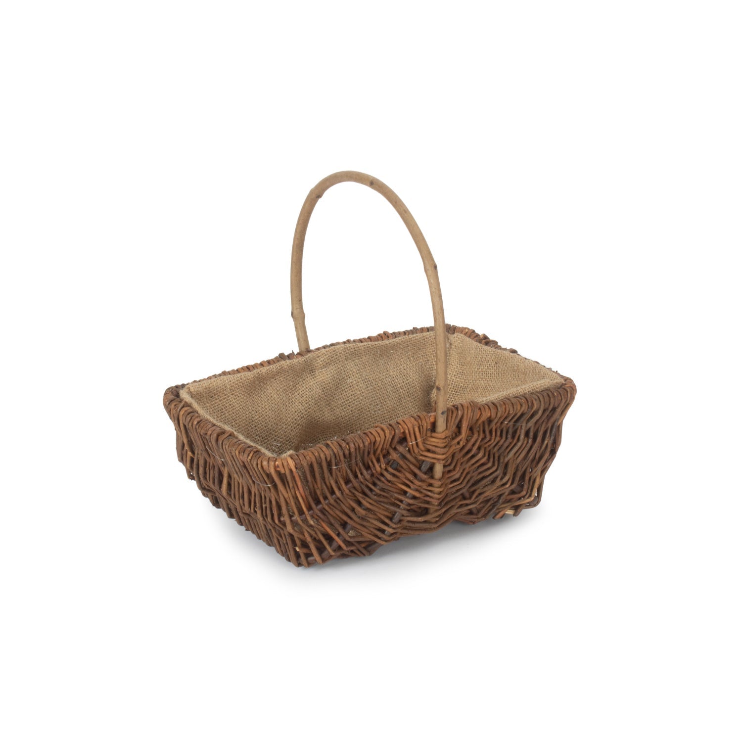 Medium Rectangular Unpeeled Willow Garden Trug With Hessian Lining - REGN