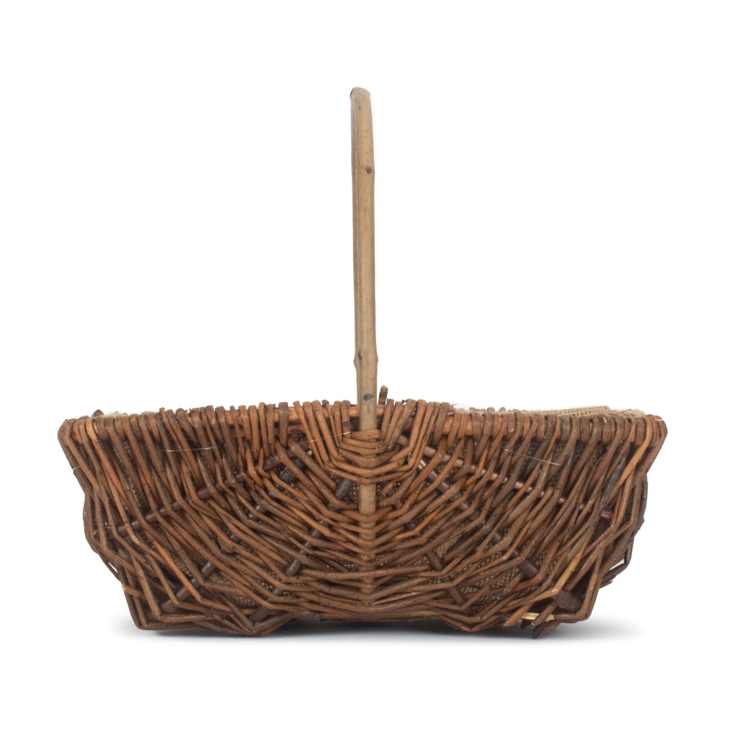Medium Rectangular Unpeeled Willow Garden Trug With Hessian Lining - REGN