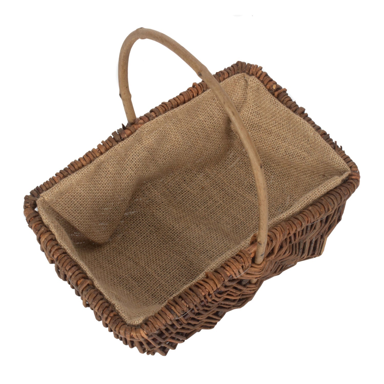 Medium Rectangular Unpeeled Willow Garden Trug With Hessian Lining - REGN