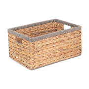 Medium Rectangular Water Hyacinth Storage Basket with Grey Rope Border - REGN