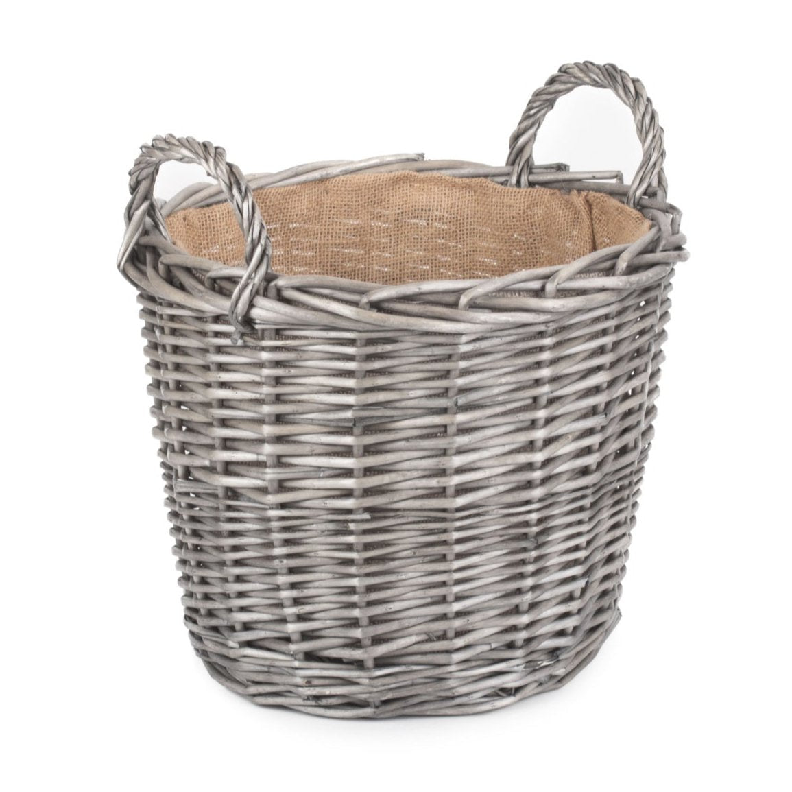 Medium Round Lined Wicker Log Basket - REGN