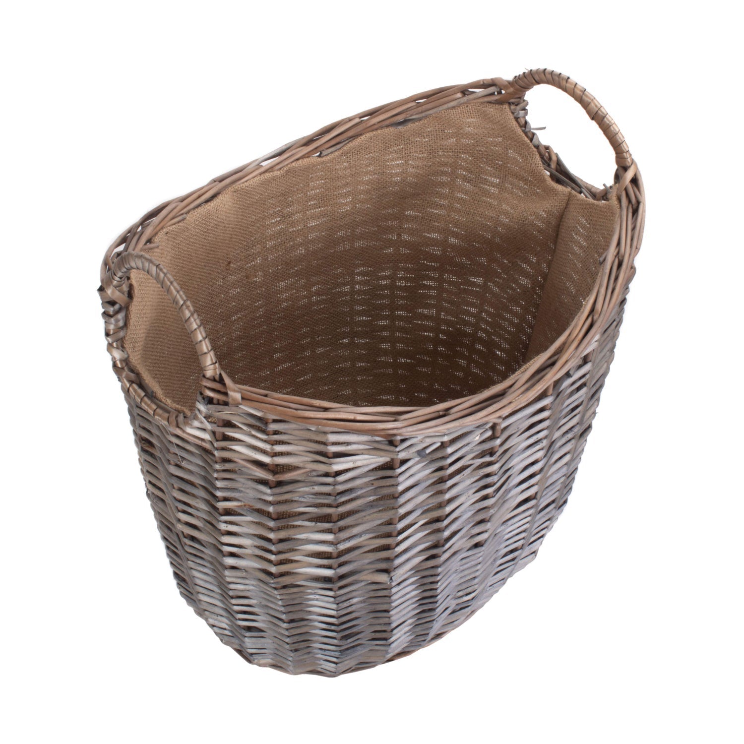 Medium Scoop Neck Antique Wash Hessian Lined Basket - REGN