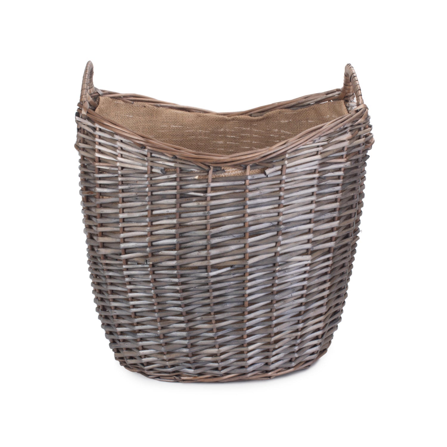 Medium Scoop Neck Antique Wash Hessian Lined Basket - REGN