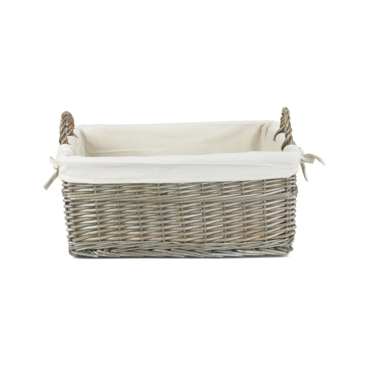 Medium Shallow Antique Wash Storage Basket with White Lining - REGN