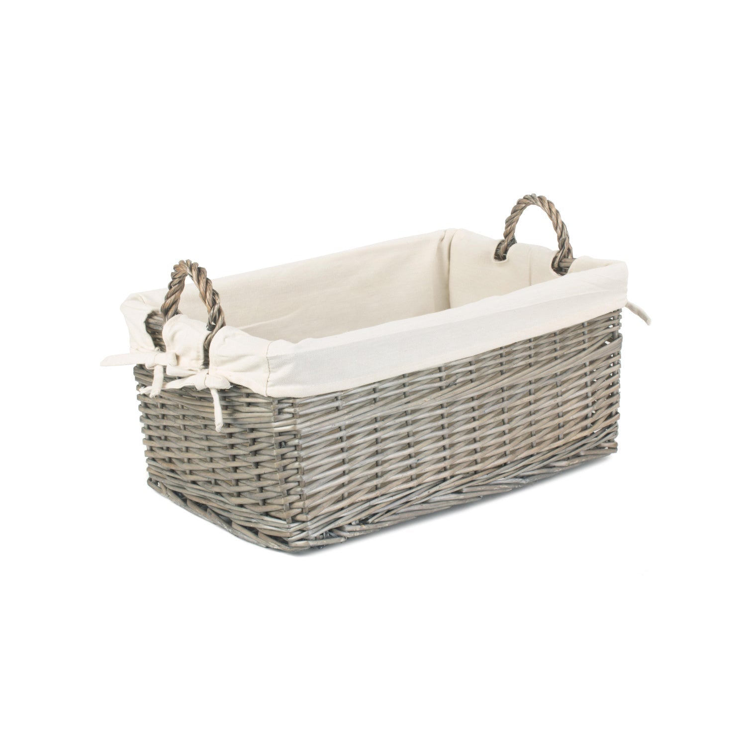 Medium Shallow Antique Wash Storage Basket with White Lining - REGN