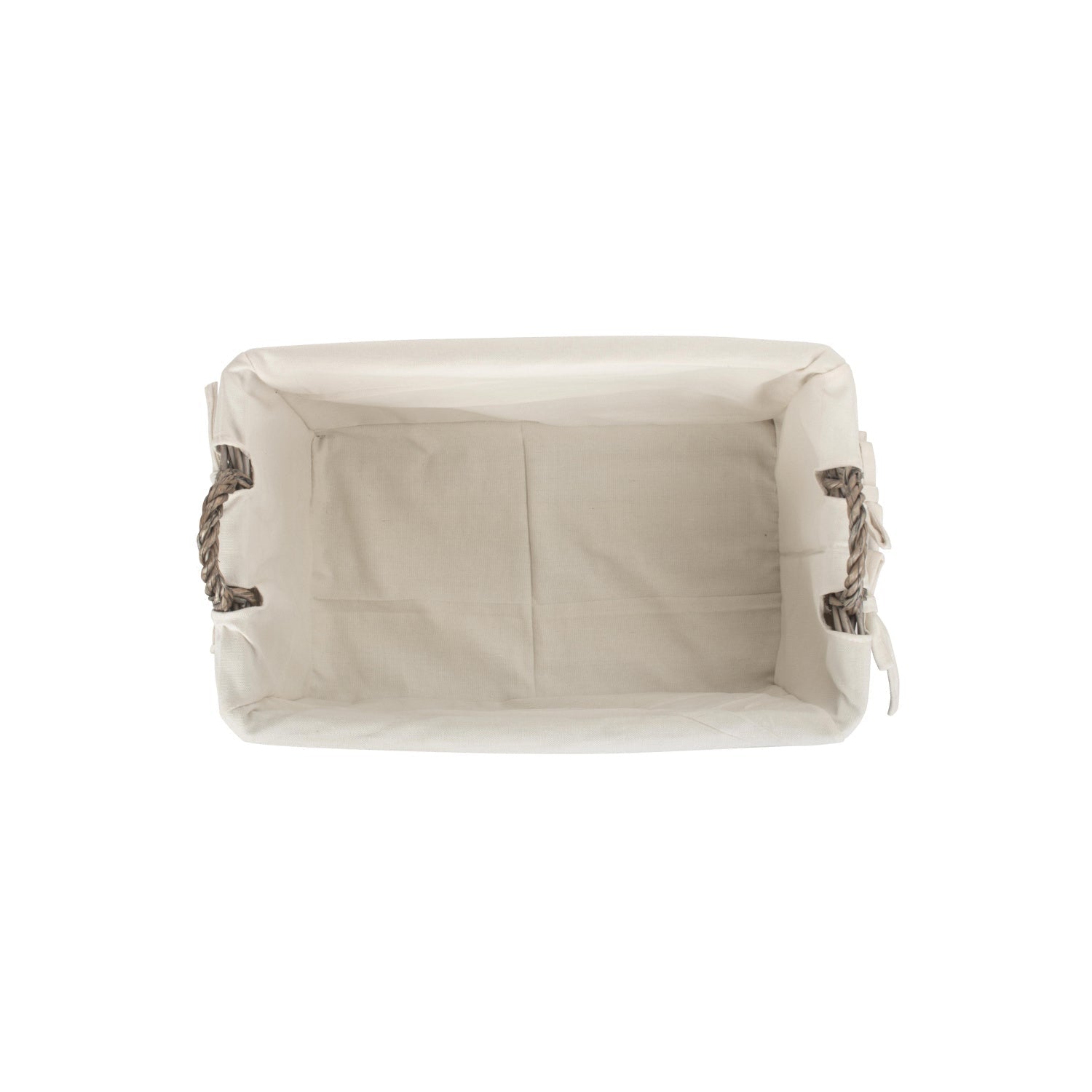 Medium Shallow Antique Wash Storage Basket with White Lining - REGN